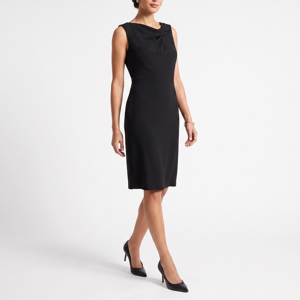 Jaclyn Smith Dress Womens XXL Cowl Neck Sheath Black Draped Sleeveless NEW